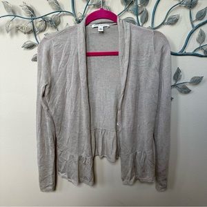 ❤️Banana Republic open front gold shimmer peplum cardigan sweater EUC
